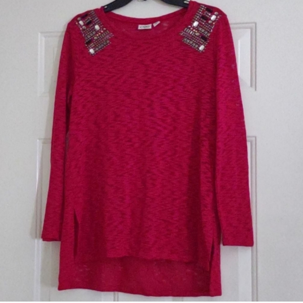 CATO pullover Sheer top  with detailing on shoulders size medium